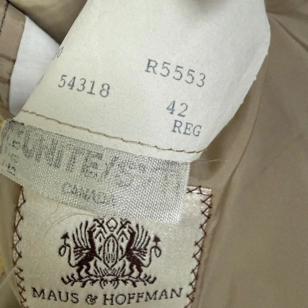 Vtg Maus & Hoffman 100% Cashmere Blazer Mens 42R Yellow Windowpane Quiet Luxury